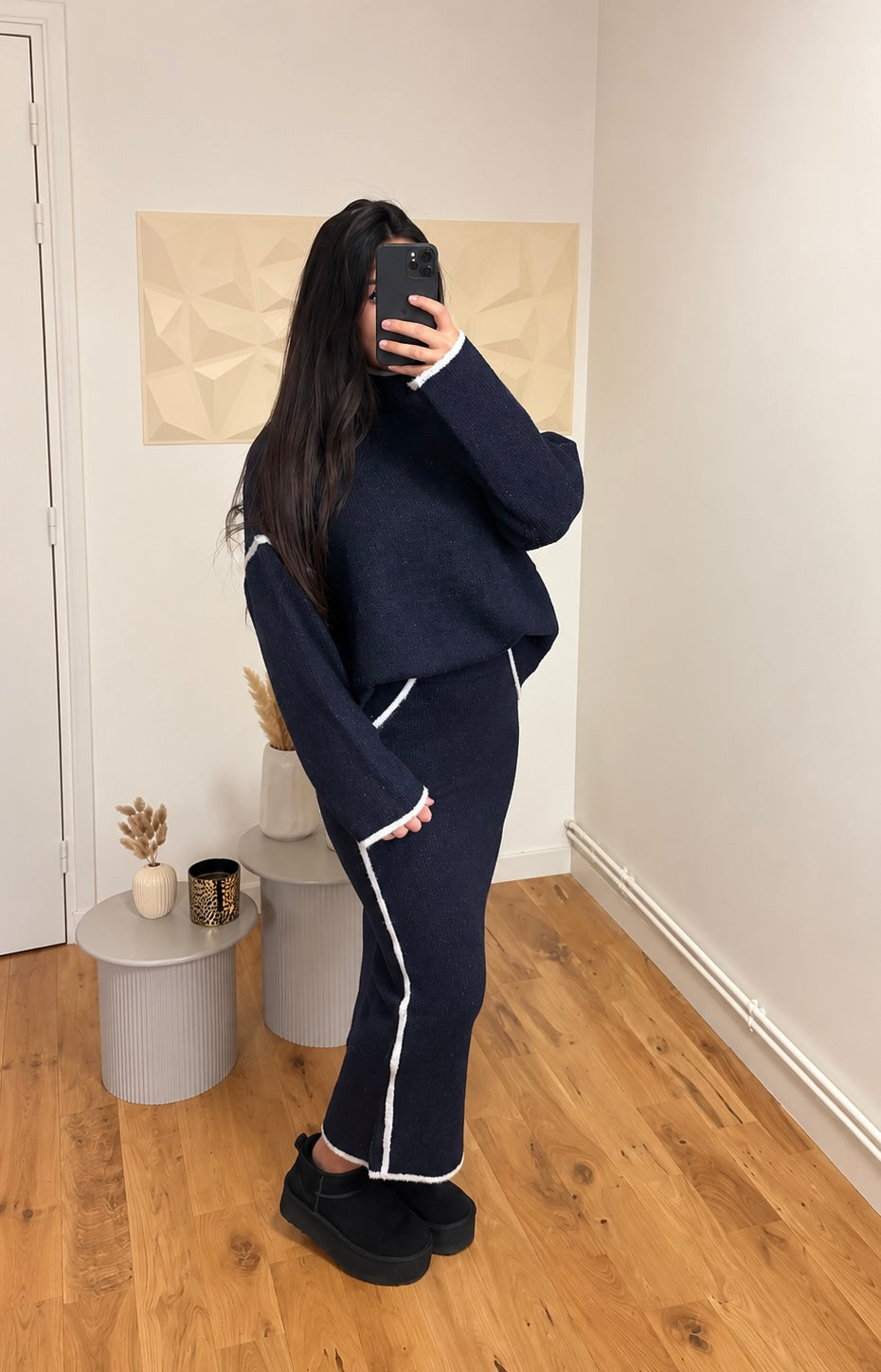 Ensemble pull jupe bleu marine