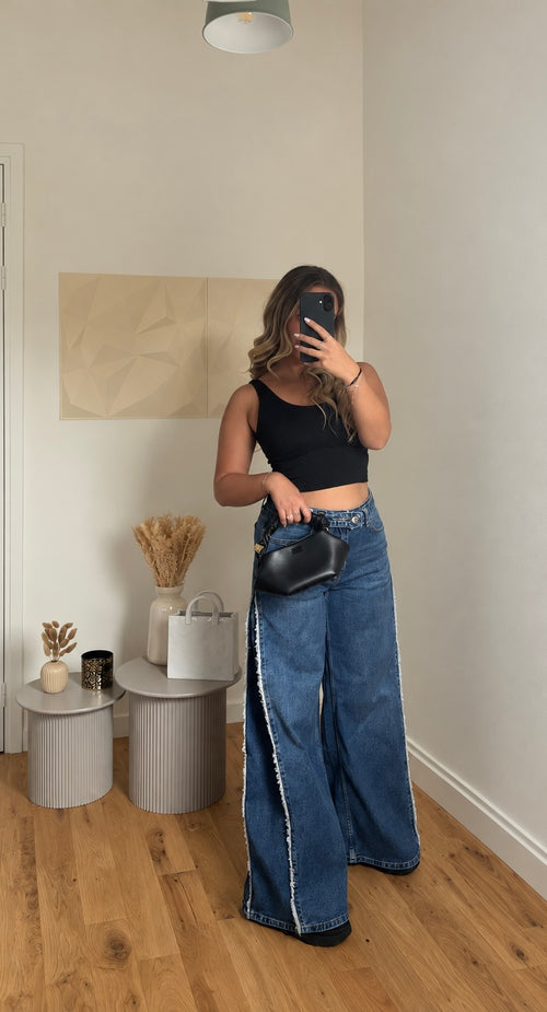 Jean bleu large ceinture vue complémentaire
