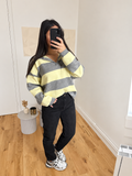 Pull gris à rayures