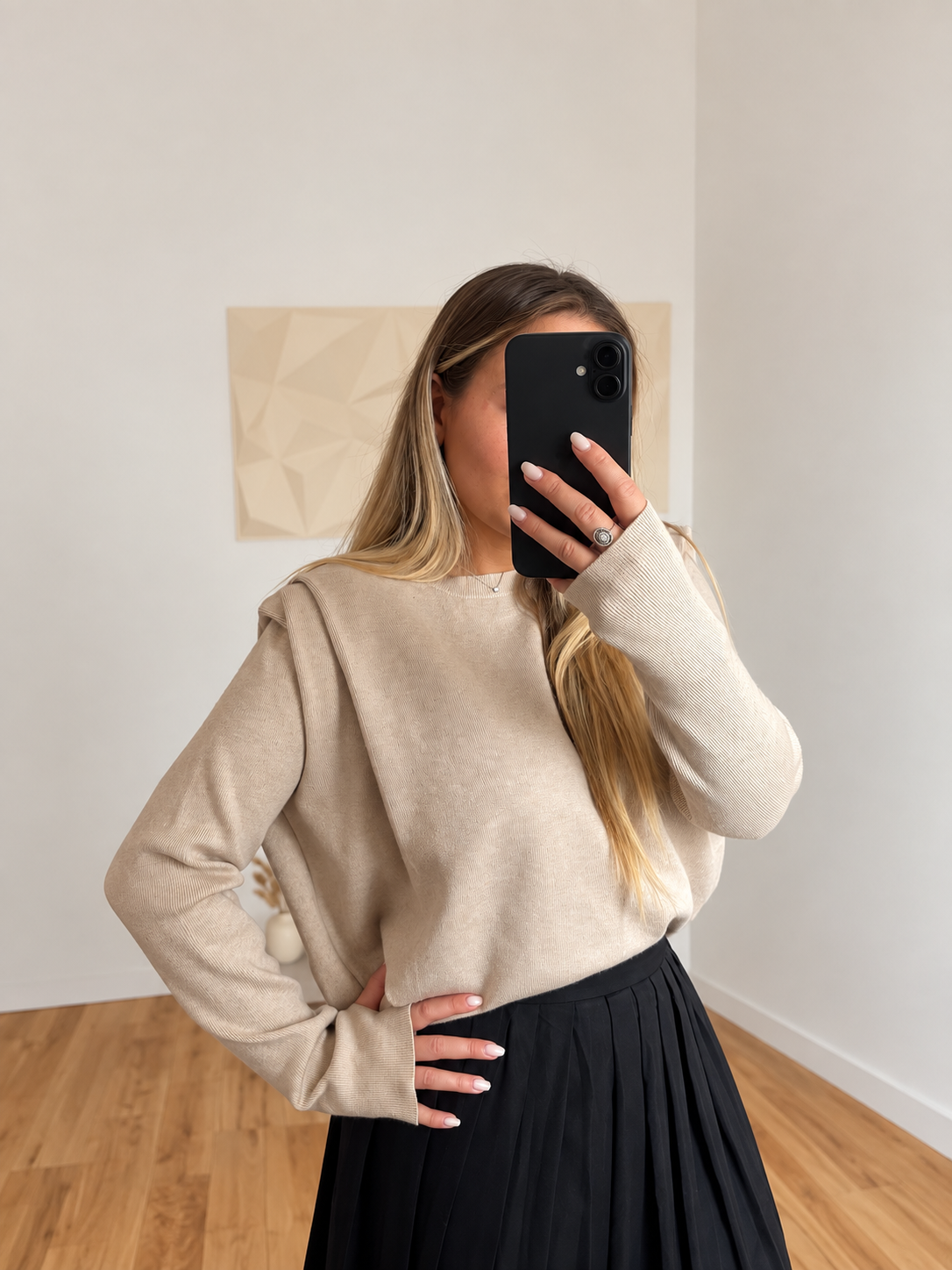 Pull mitaines beige