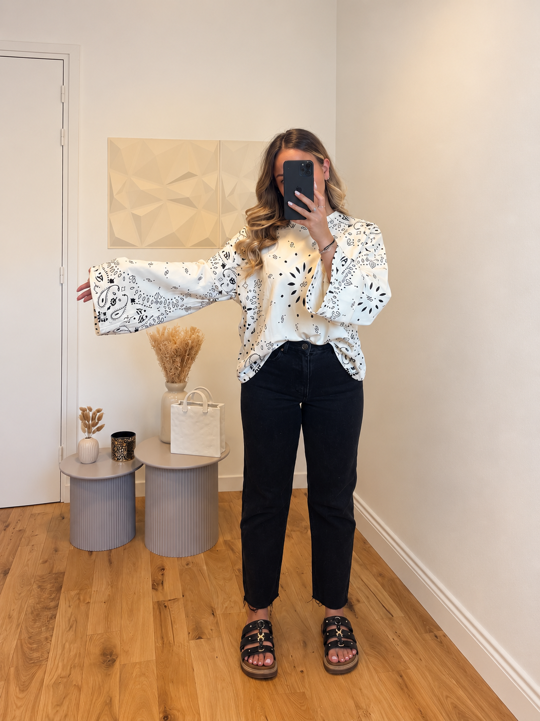 T-shirt manches longues blanc bandana vue complémentaire