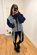 Veste en jean manches bleu marine