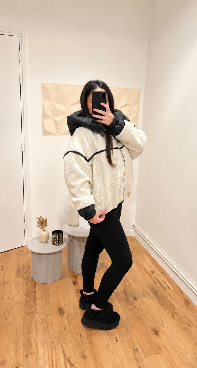 Manteau à capuche écrue
