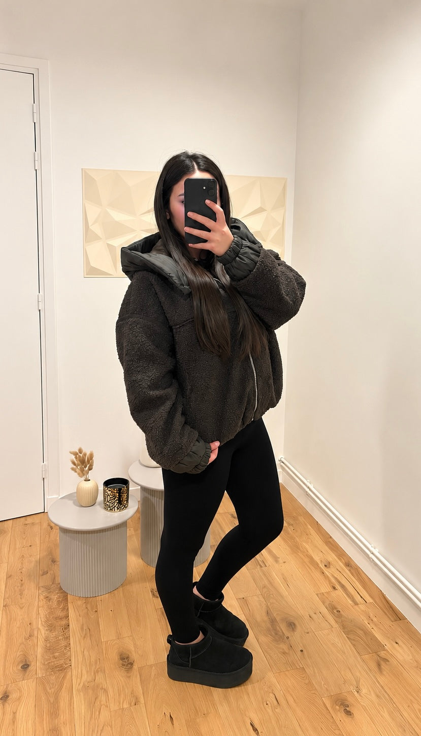 Manteau à capuche marron