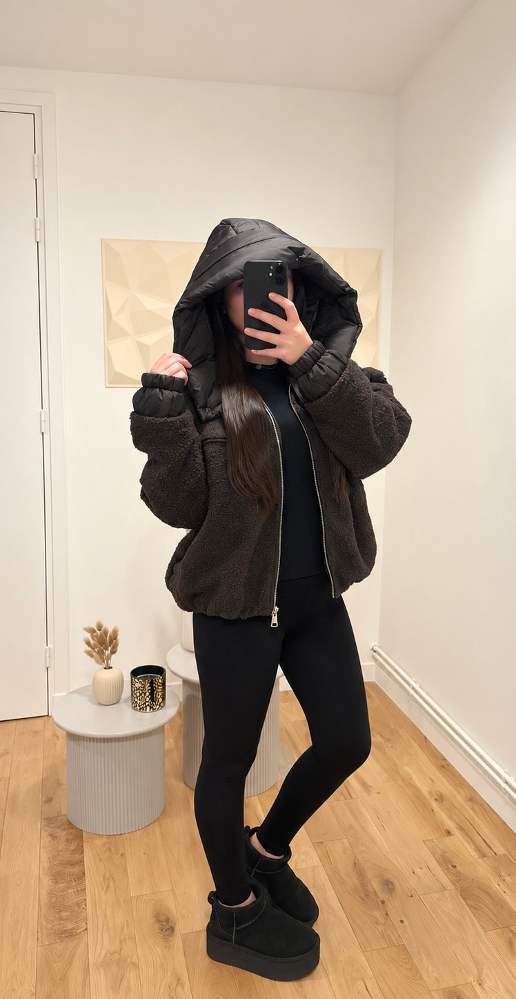 Manteau à capuche marron